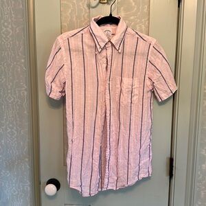 Brooks Brothers pink blue and white linen shirt